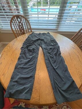 REI Mens Large 32L Gray Sahara Convertible Cargo Hiking Pants Side Zip
